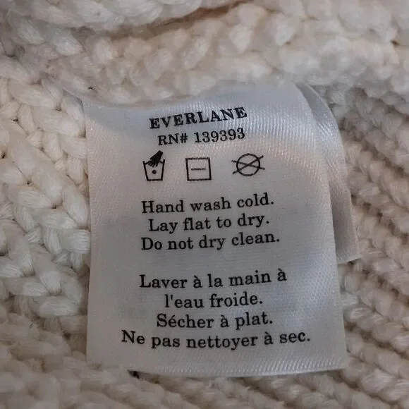 Everlane Womens Chunky Knit Cardigan Sweater White Boho Fisherman Large Coastal - Picture 10 of 11